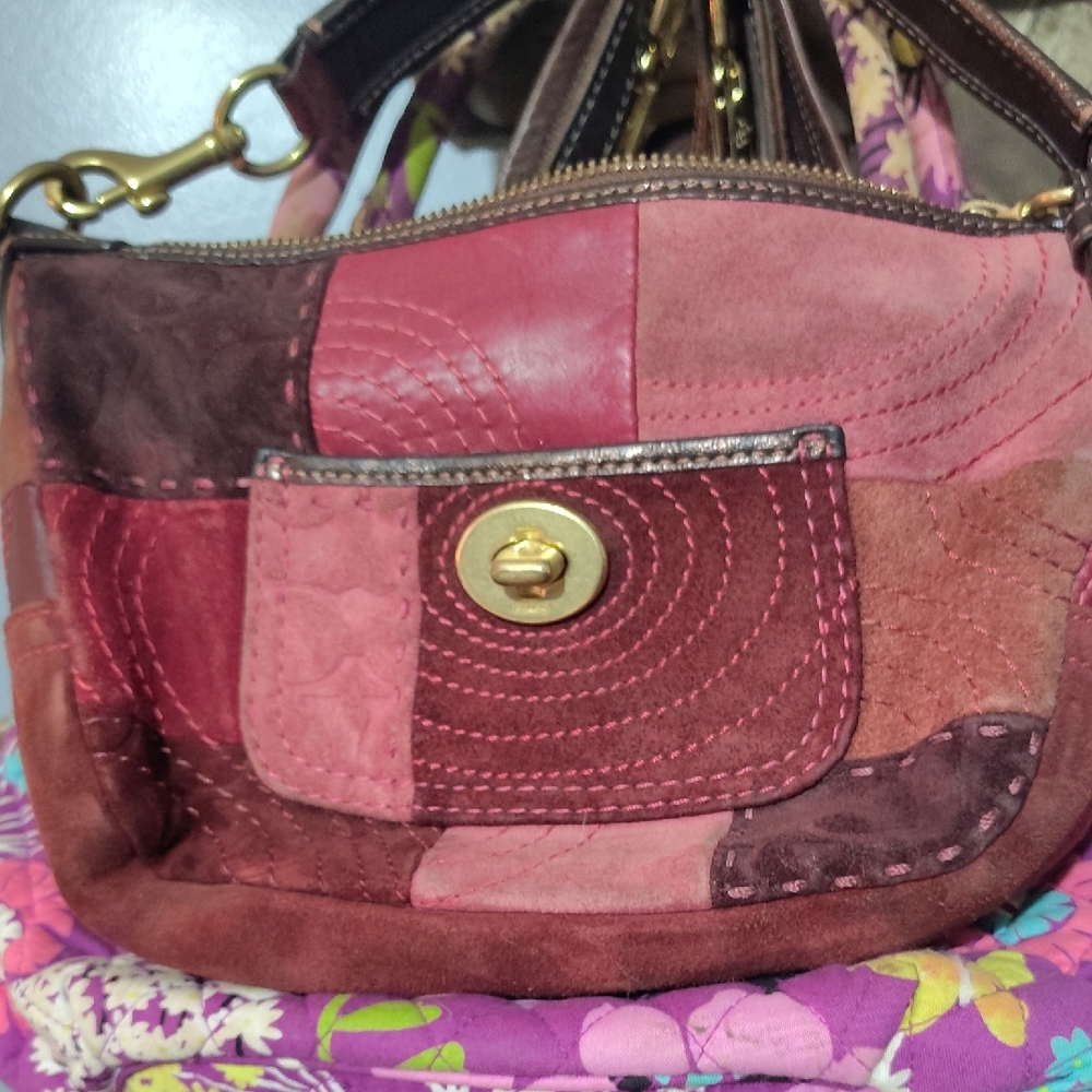 Coach Pink and Brown Patchwork  Bag